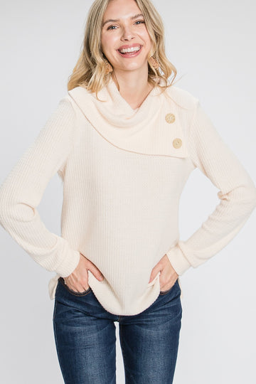 Buttoned Flap Mock Sweater - Fashion Quality Boutik
