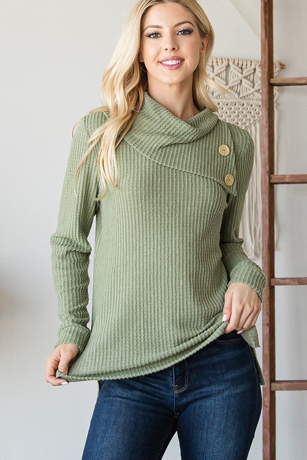 Buttoned Flap Mock Sweater - Fashion Quality Boutik