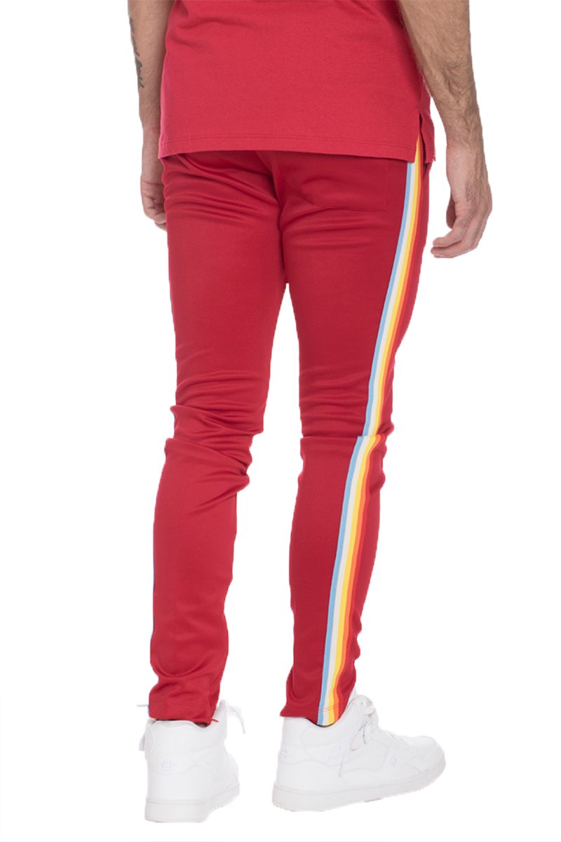 FULL RAINBOW TAPED TRACK PANTS- RED - Fashion Quality Boutik