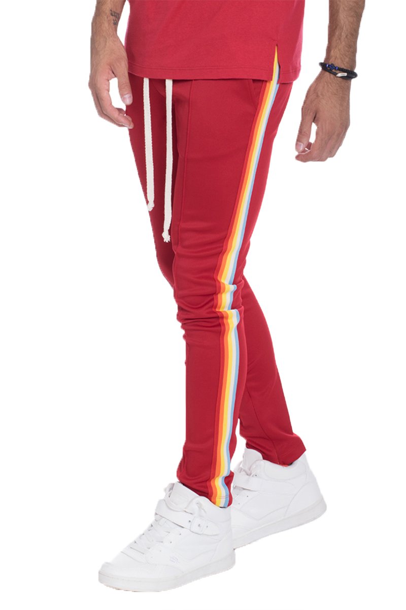 FULL RAINBOW TAPED TRACK PANTS- RED - Fashion Quality Boutik