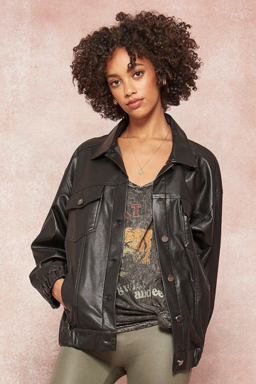 A Faux Leather Jacket - Fashion Quality Boutik