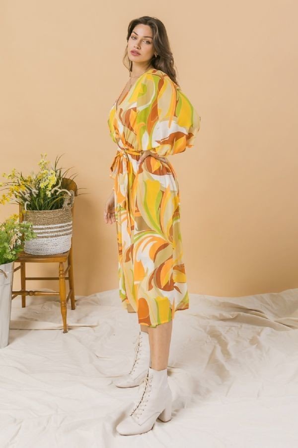 A Printed Woven Midi Dress - Fashion Quality Boutik