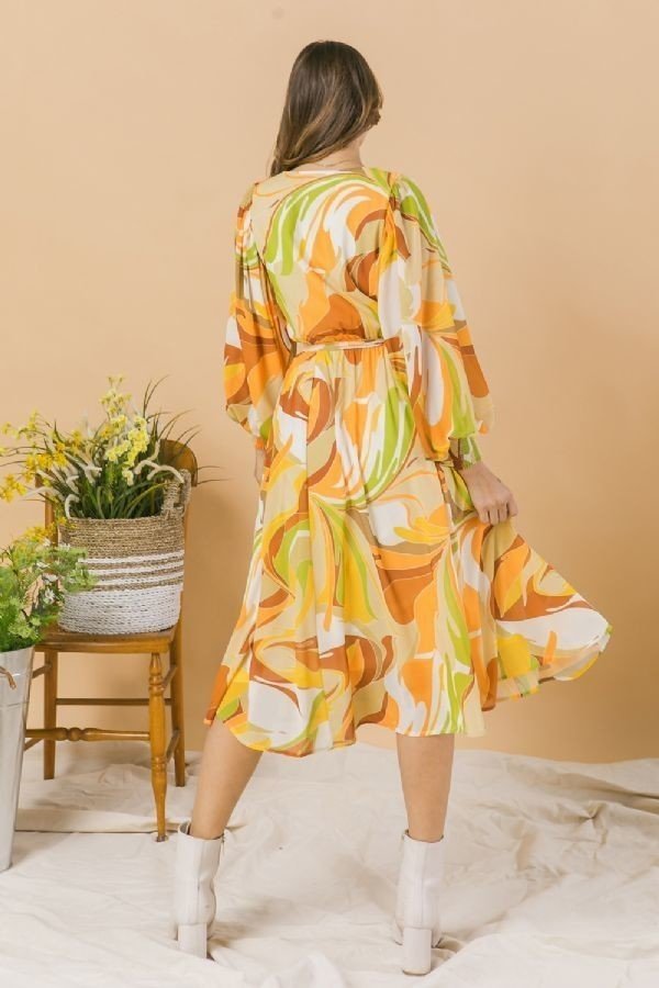 A Printed Woven Midi Dress - Fashion Quality Boutik