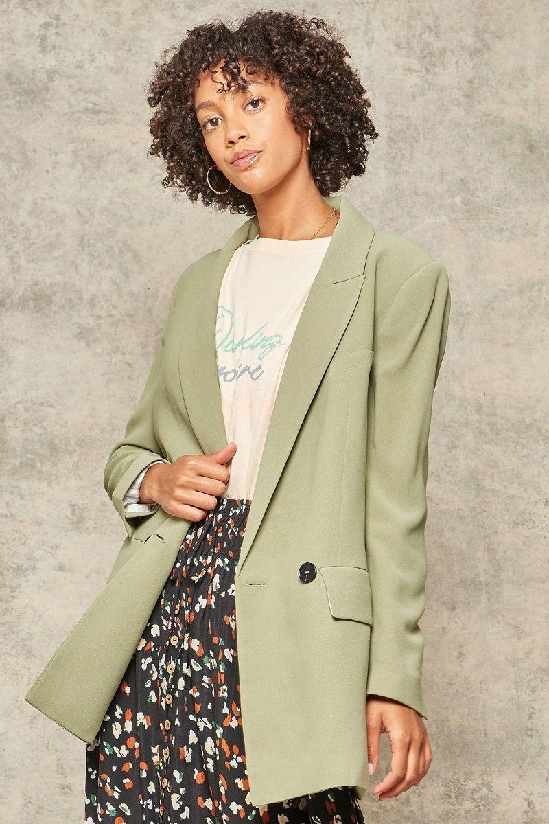 A Solid Woven Blazer Jacket - Fashion Quality Boutik