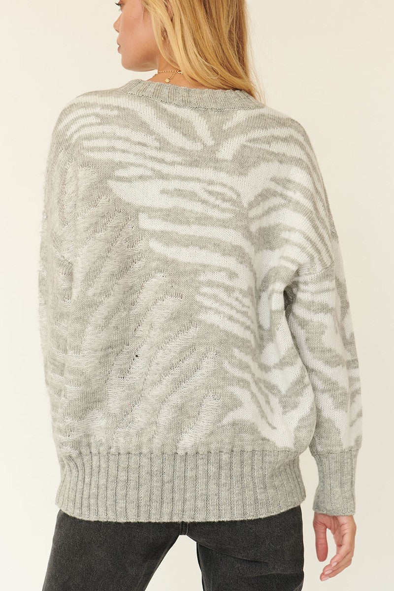 A Zebra Print Pullover Sweater - Fashion Quality Boutik
