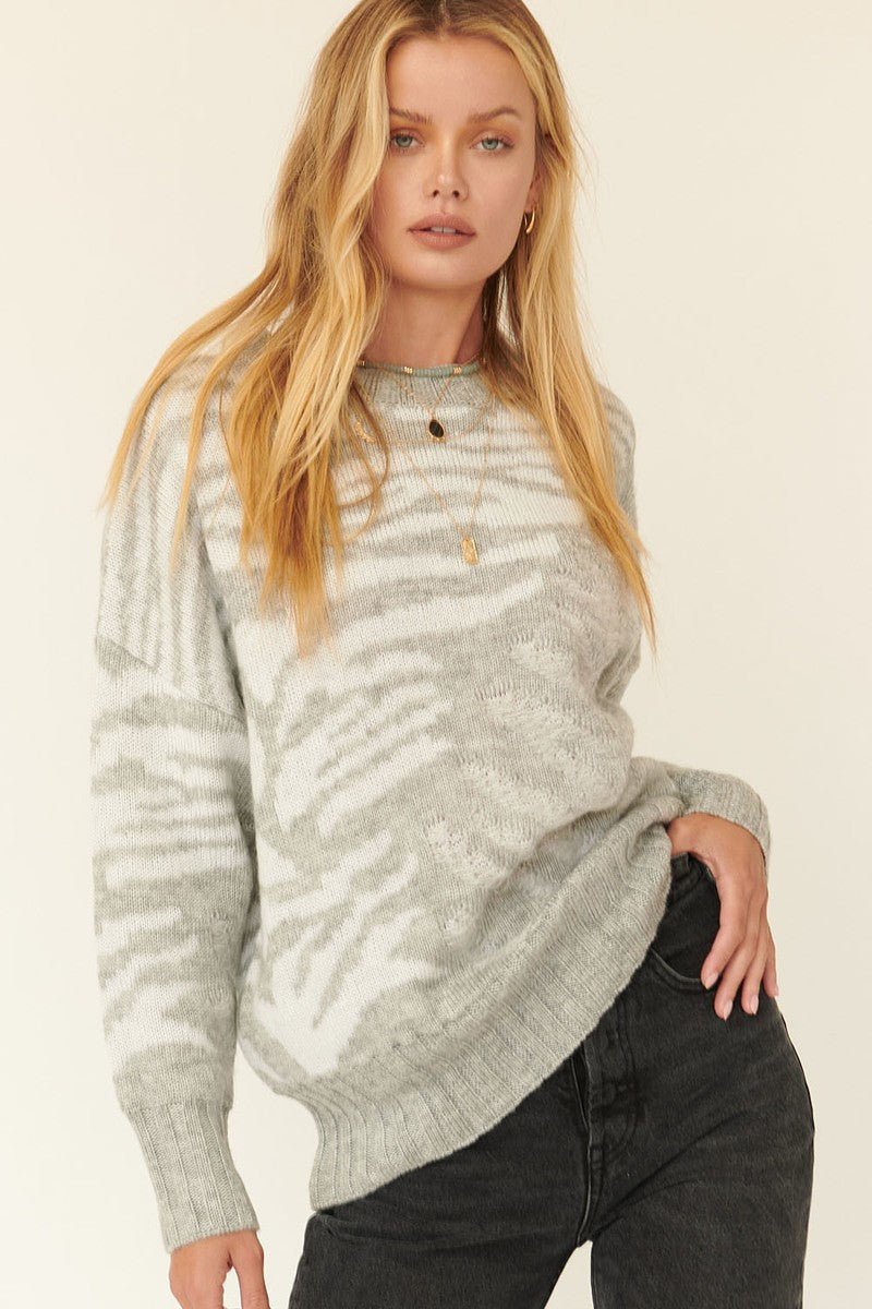 A Zebra Print Pullover Sweater - Fashion Quality Boutik