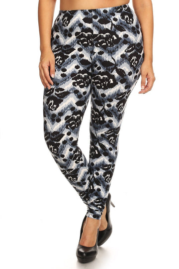 Abstract Print, Full Length Leggings In A Slim Fitting Style With A Banded High Waist - Fashion Quality Boutik