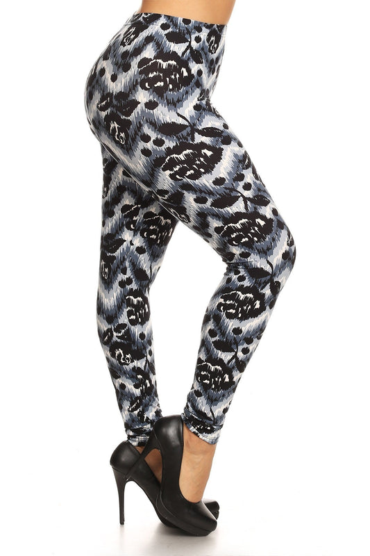 Abstract Print, Full Length Leggings In A Slim Fitting Style With A Banded High Waist - Fashion Quality Boutik