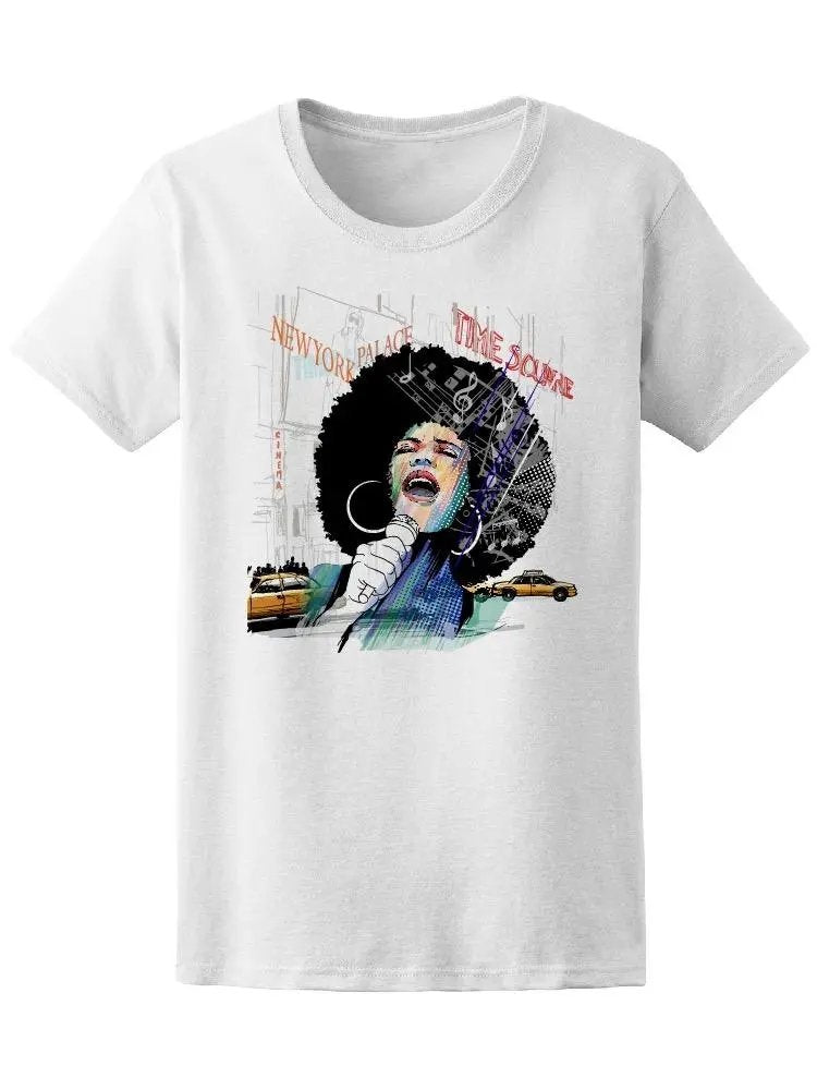 Afro New York Jazz Singer Tee Women's -Image by Shutterstock - Fashion Quality Boutik