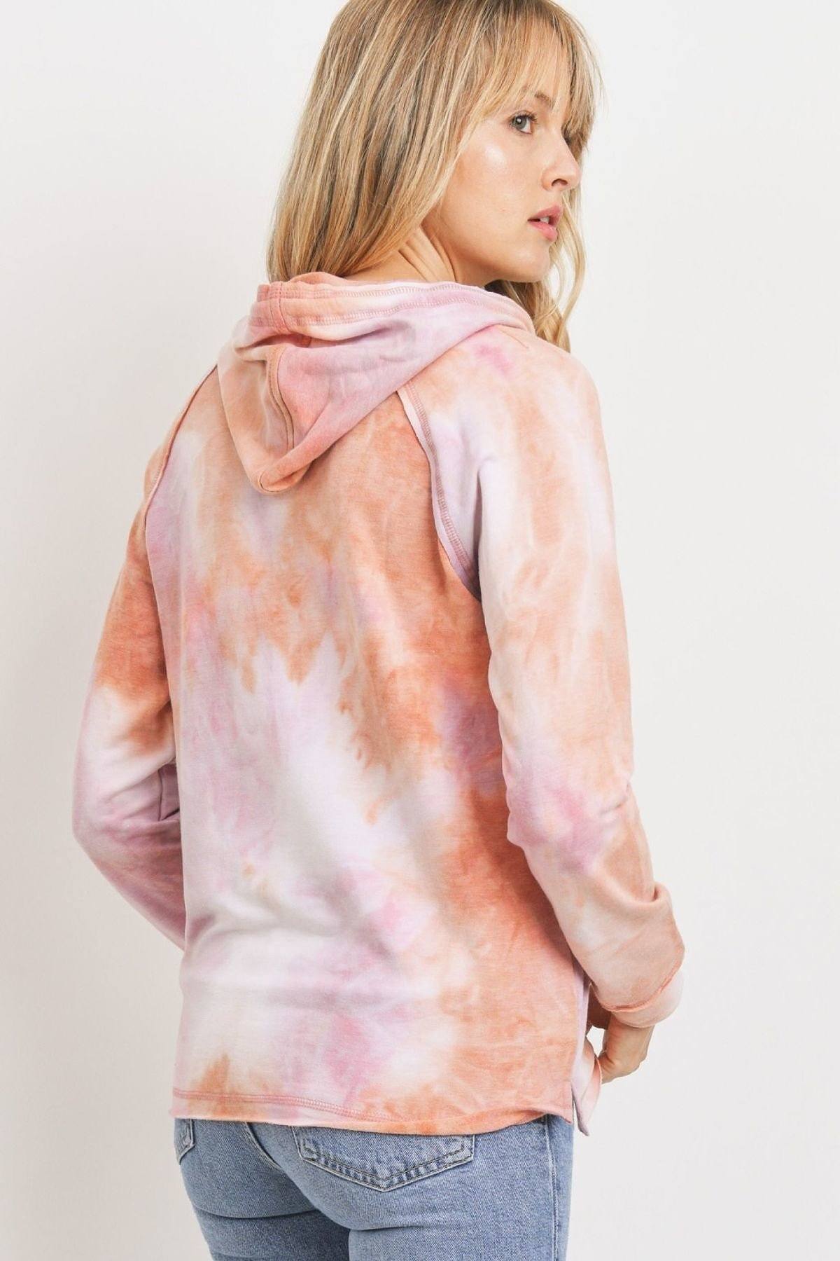 Baby Fleece Tie Dyed Front Pocket Detailed Ls Hoodie Top - Fashion Quality Boutik