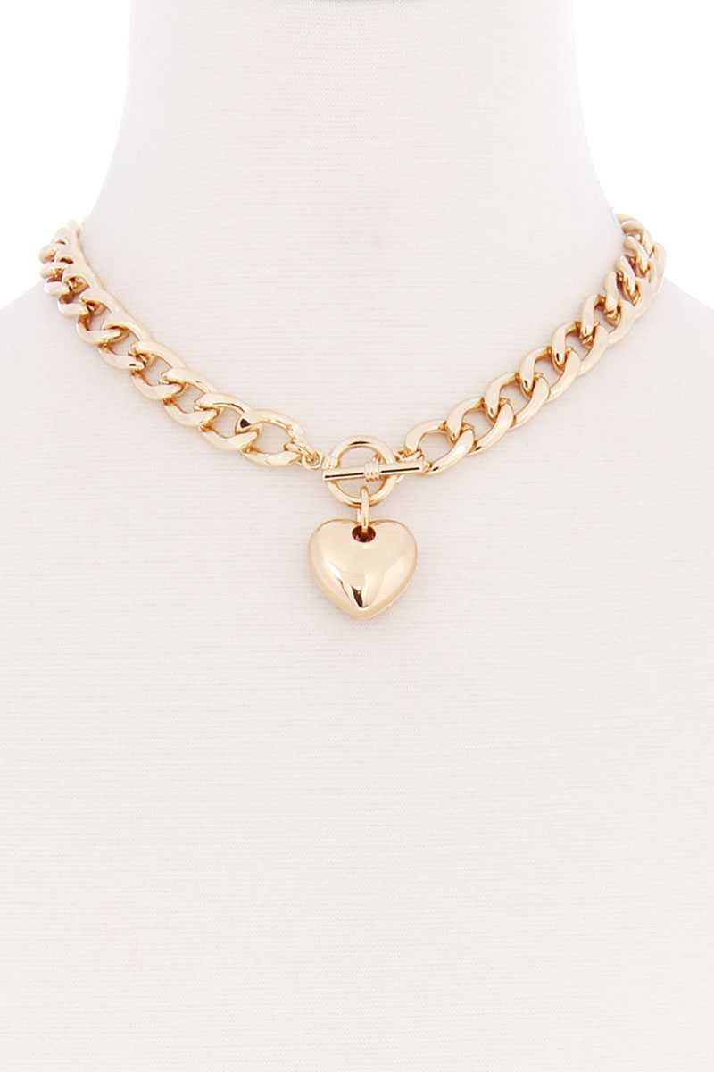 Basic Chunky Chain With Heart Pendant Necklace - Fashion Quality Boutik
