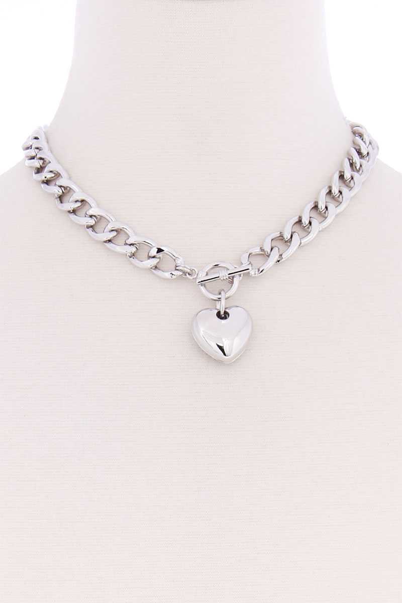 Basic Chunky Chain With Heart Pendant Necklace - Fashion Quality Boutik