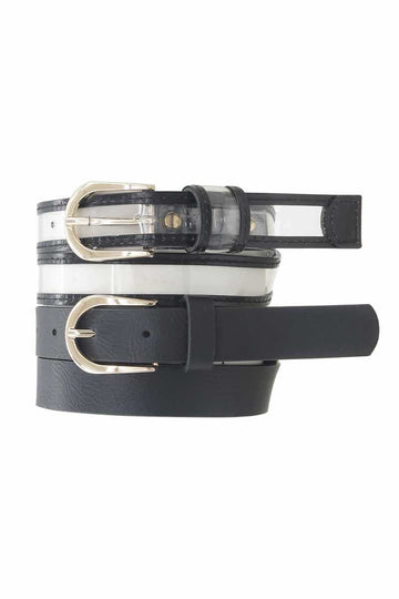 Black Clear & Color Duo Belt Set - Fashion Quality Boutik