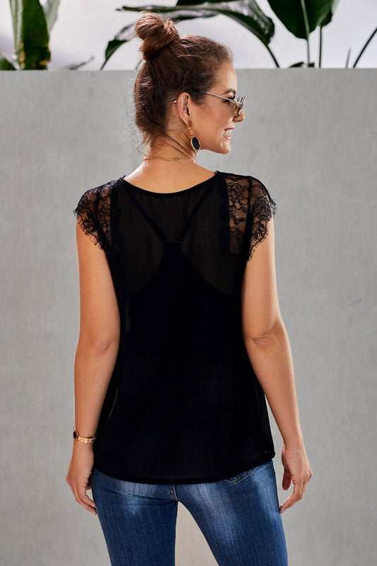 Black From A Dream Lace Tank Top with Vest - Fashion Quality Boutik