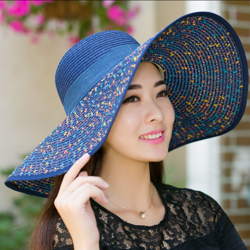Navy Dots Style Sun Hat Beach Hats Foldable Hat Ladies Hat Girls Cap - Fashion Quality Boutik