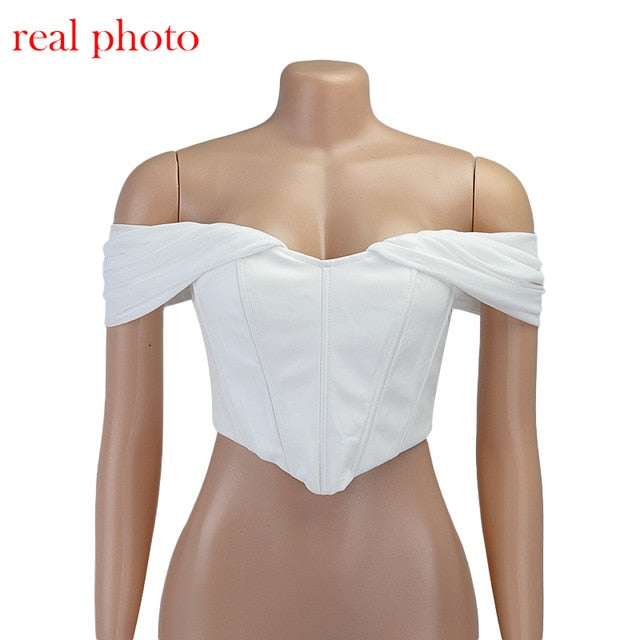 PU leather Sexy Bustier Corset Top Off Shoulder - Fashion Quality Boutik